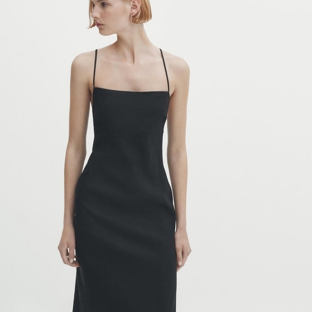 New Massimo Dutti Linen Blend Midi Dress - Picture 3 of 16